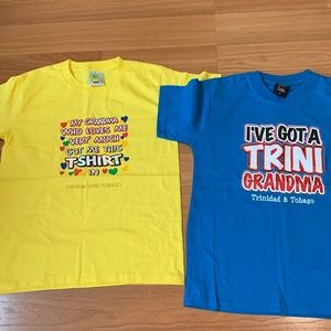 Two souvenir T-shirts from Trinidad size 12 and size large unisex kids